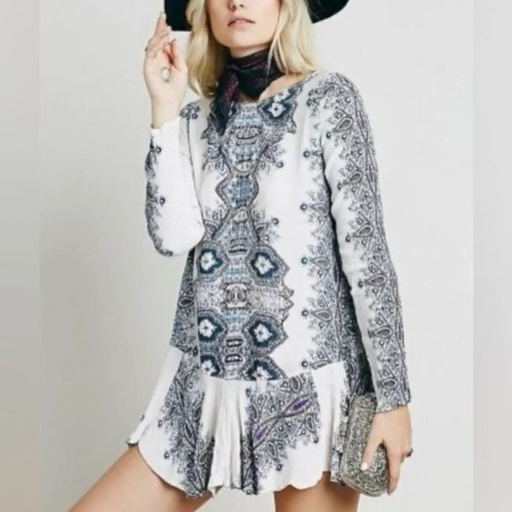 NWOT Free People White Strappy Back Tunic Dress S | Boho Coastal Cowgirl Bridal - Picture 9 of 16